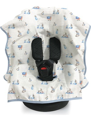 Deux Lapins %100 Pamuk Bébé Lapin Müslin Puset & Oto Koltuk Örtüsü