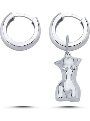 Mishka My Girl 925 Ayar Gümüş Charmlı Unisex Halka Küpe