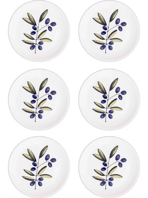 The Mia Olivos Seramik 6'lı Pasta Tabağı