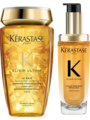 Kerastase Elixir Ultime Parlaklık Veren Şampuan ve Saç Yağı 2'li Set