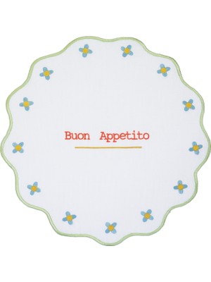 Baci Milano Mamma Mia Buon Appetito Işlemeli Yeşil Amerikan Servisi 40 cm