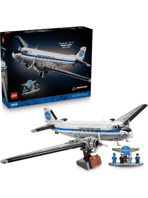 LEGO Icons Douglas Dc-3 Pan Am Uçağı 1903 Parça 18+ Yaş Dekoratif Vintage Uçak Modeli Yapım Seti 11378