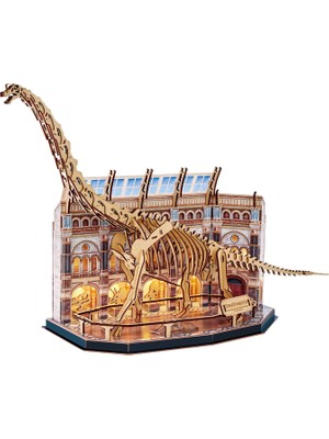 Cubic Fun Natural Museum Brachiosaurus LED Işıklı 216 Parça 10+ Yaş 3D Puzzle L544H