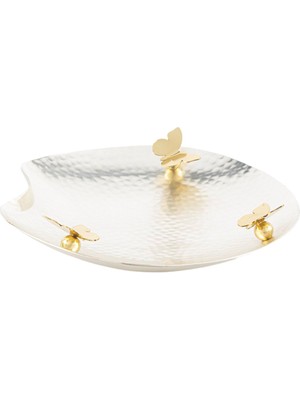 Mikasa Moor Silver Dövme Kelebek Figürlü Çelik Dekoratif Tabak 21 cm