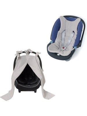Deux Lapins %100 Pamuk Cotton Grey Puset Örtü & Minder Seti