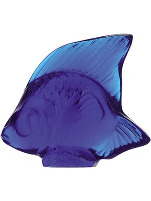 Lalique Mavi Balık Formlu Kristal Obje
