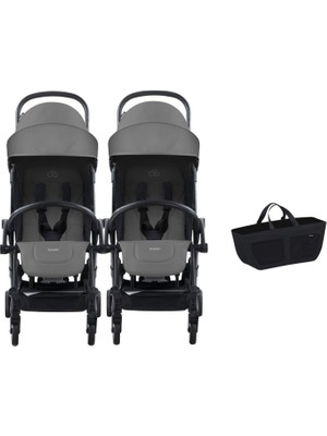 Bumprider Connect³ Ikiz Bebek Arabası Black Grey ve Yan Düzenleyici Çanta