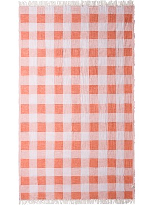 Barine Plaid Apricot Müslin Peştamal