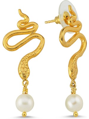 Michael's Pearl Snake Stud Kadın Gümüş Küpe