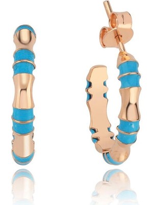 Hamza Yılmaz Jewelry Mavi Mineli 14 Ayar Altın Kadın Halka Küpe