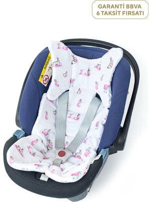 Deux Lapins %100 Pamuk Bébé Lapin Rose Kız Bebek Puset ve Oto Koltuk Minderi
