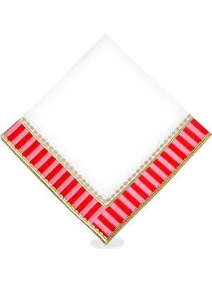Ge Living Dekoratif Candy Serisi Keten Pembe Kırmızı Damalı Servis Peçetesi 40X40 cm