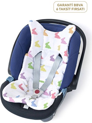 Deux Lapins %100 Pamuk Rainbow Lapin Müslin Bebek Puset ve Oto Koltuk Minderi