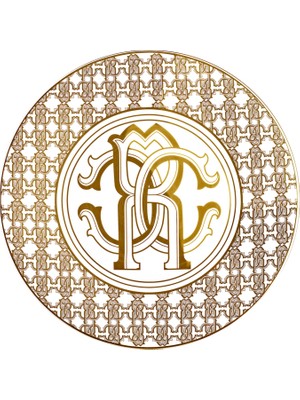 Roberto Cavalli Monogram Gold Altın Dekorlu Porselen Servis Tabağı ve Supla 32 cm