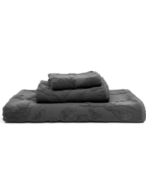 Azur.co Bloom Dark Grey Pamuklu Banyo Havlusu 76 x 137 cm