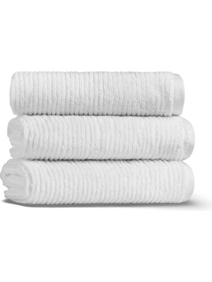 L’appartement Slim Ribbed Fibrosoft ® White Pamuklu Tekli El Havlusu 30 x 40 cm