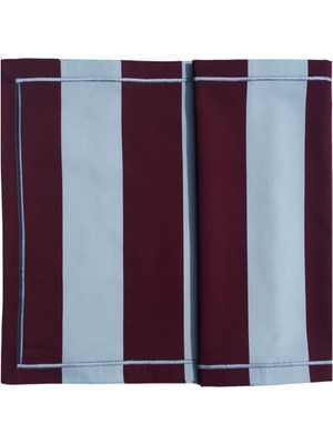 Meja Atelier Dahlia Bordo Çizgili Pamuk Runner 50 x 160 cm