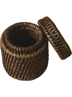 King Zoo Mat Koyu Kahve Rattan Kulak Çubuğu Kutusu