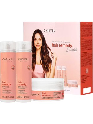 Cadiveu Essentials Hair Remedy Onarıcı Şampuan 250 ml + Saç Kremi 250 ml + Saç Maskesi 200 ml Bakım Seti