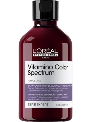 L'Oréal Professionnel Paris Serie Expert Vitamino Color Spectrum Sarı Saçlar Için Sarı Tonlarını Nötralize Edici Mor Şampuan 300 ml