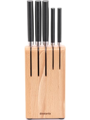 Brabantia N-Prof 5'li Ahşap Standlı Çelik Bıçak Seti ve Bloğu