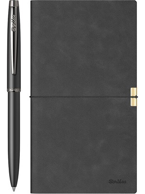 Scrikss SD700-C1 Premium Toledo C7 Siyah Defter ve 108 Prestij Mat Siyah Tükenmez Kalem Seti