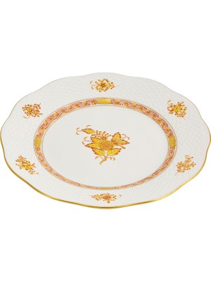 Herend Apponyı Desenli Sarı Porselen Tatlı Tabağı 21 cm