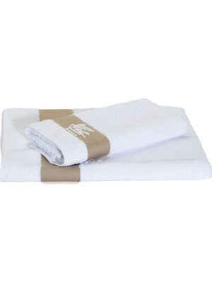 Etro Home Dafne Beyaz 2li Logo Jakarlı Havlu Seti
