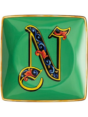Versace Alphabet Porselen N Harfli Dekoratif Tabak 12 cm