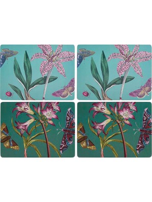 Portmeirion Botanic Garden Desenli Ahşap F&f Karma 4'lü Büyük Amerikan Servis Seti