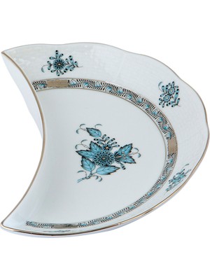 Herend Apponyı Desenli Turkuaz Porselen Salata Tabağı 20.5 cm