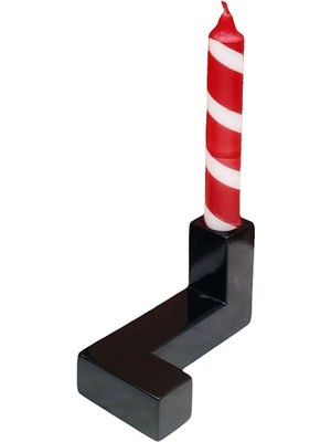 Creande De Stijl Siyah Ahşap Küçük Mumluk