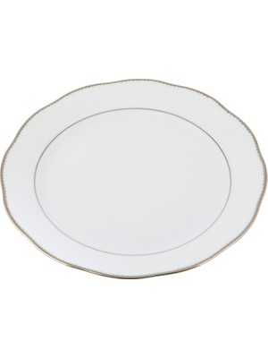 Herend Paltinum Edge Desenli Gümüş Porselen Yemek Tabağı 26 cm