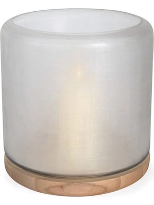 Guaxs Mumbai Lantern Base Oak Glass Clear Cam Orta Boy Dekoratif Obje