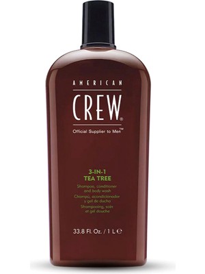 American Crew 3in1 Tea Tree Erkekler Için Şampuan + Saç Kremi + Duş Jeli 1000 ml
