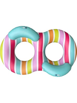 Swim Essentials Striped Rainbow Iki Bölmeli Unisex Çocuk Yüzme Simidi 190 cm