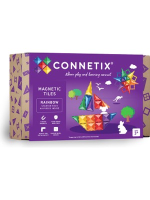 Connetix Rainbow Manyetik Bloklar Başlangıç Seti 60 Parça Yapı Oyuncağı