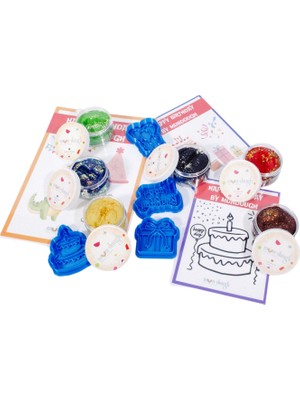 Mundough Sparkly Happy Birthday Doğal Oyun Hamuru Seti
