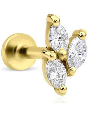 Mov Diamond Tsuki Markiz Pırlantalı 14 Ayar Altın Kadın Piercing Küpe