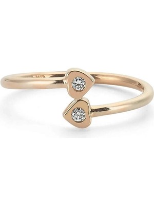 Venta Jewelry Kalp Pırlanta Taşlı 14 Ayar Altın Kadın Yüzük