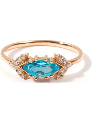 The Anoukis Eye Of Sauron Ring Diamond And Aquamarine 14 Ayar Altın Yüzük