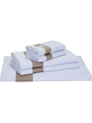 Etro Home Dafne Beyaz 5li Logo Jakarlı Havlu Seti
