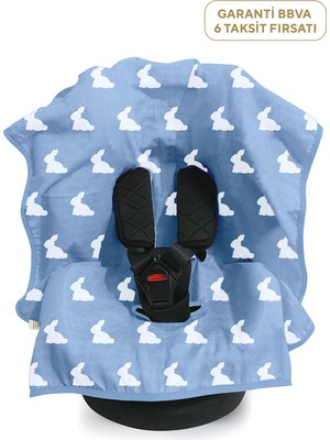 Deux Lapins %100 Pamuk Mono Lapin Royal Blue Müslin Puset & Oto Koltuk Örtüsü