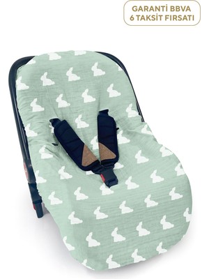 Deux Lapins %100 Pamuk Mono Lapin Matcha Green Müslin Ana Kucağı Kılıfı