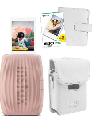 Fujifilm Instax Mini Link 3 Pembe Akıllı Telefon Yazıcısı Beyaz Çanta Deri Albüm ve 20'li Mini Film