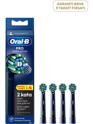 Oral-B Pro Cross Action X-Filament 4'lü Siyah Şarjlı Diş Fırçası Yedek Başlığı