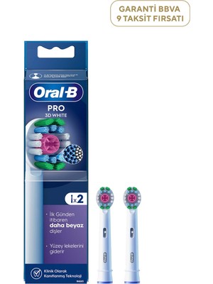 Oral-B Pro 3D White X-Filament 2'li Şarjlı Diş Fırçası Yedek Başlığı