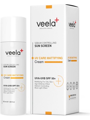 Veela Uv Care Matifiying Cream SPF50+ Akneli Ciltler Için Matlaştırıcı Güneş Kremi 50 ml