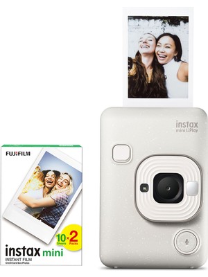 Fujifilm Instax Mini Liplay Hybrid Misty White Fotoğraf Makinesi + 20'li Film Kız Çocuklar İçin Özel Olaylarda Kullanım Beyaz