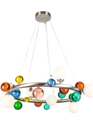 Bubble Lamp Soft Fırçalanmış Mat Krom Opak Sarkıt Avize
